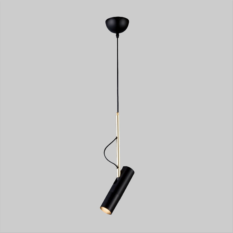 Cylinder Metallic Mini Suspension Pendant 1 Bulb Black/White Hanging Light Fixture in Warm/White Light Clearhalo 'Ceiling Lights' 'Modern Pendants' 'Modern' 'Pendant Lights' 'Pendants' Lighting' 1865846