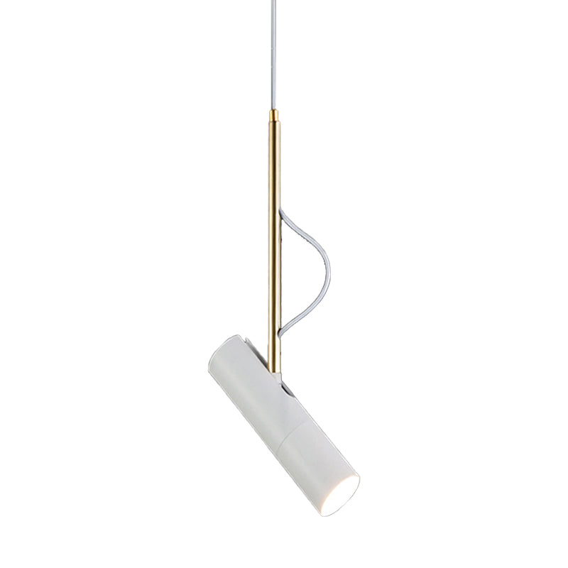 Cylinder Metallic Mini Suspension Pendant 1 Bulb Black/White Hanging Light Fixture in Warm/White Light Clearhalo 'Ceiling Lights' 'Modern Pendants' 'Modern' 'Pendant Lights' 'Pendants' Lighting' 1865850