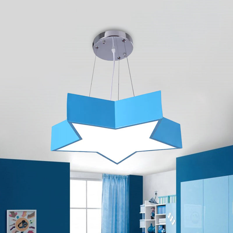 Red/Blue Five-Pointed Star Chandelier Light Children LED Acrylic Ceiling Suspension Lamp Clearhalo 'Ceiling Lights' 'Chandeliers' Lighting' options 1865856