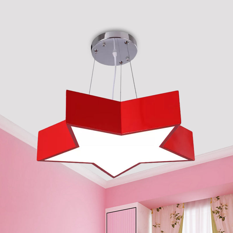 Red/Blue Five-Pointed Star Chandelier Light Children LED Acrylic Ceiling Suspension Lamp Clearhalo 'Ceiling Lights' 'Chandeliers' Lighting' options 1865860