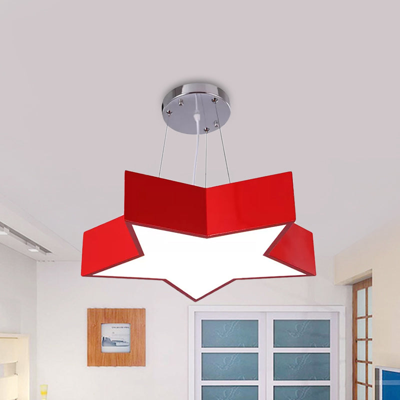 Red/Blue Five-Pointed Star Chandelier Light Children LED Acrylic Ceiling Suspension Lamp Clearhalo 'Ceiling Lights' 'Chandeliers' Lighting' options 1865861