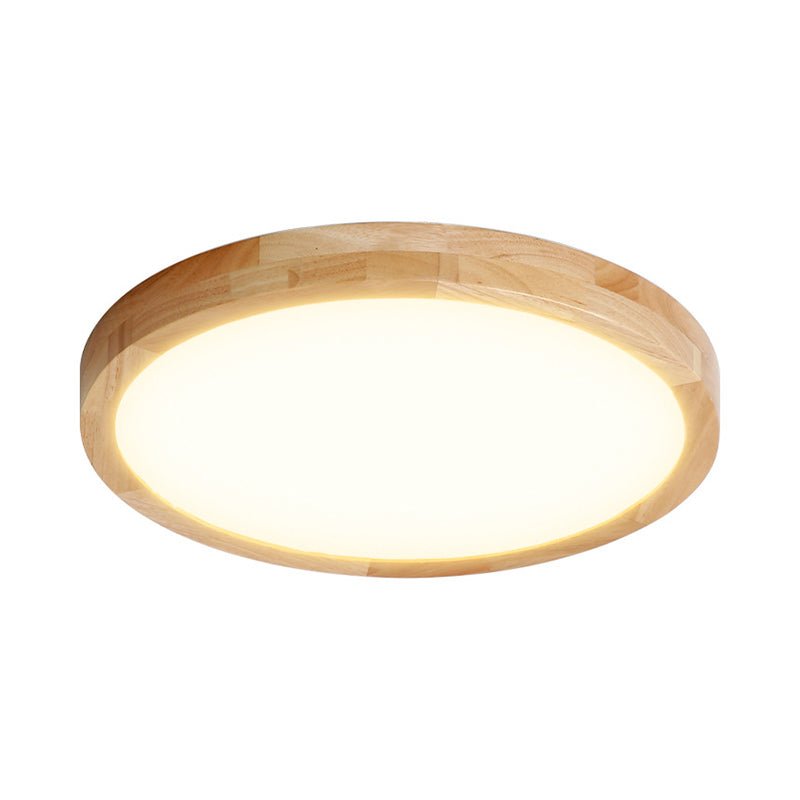 15"/19"/23.5" W LED Parlor Ceiling Flush Modernist Beige Flush Mount Lamp with Circle Wood Shade Clearhalo 'Ceiling Lights' 'Close To Ceiling Lights' 'Close to ceiling' 'Flush mount' Lighting' 1865866