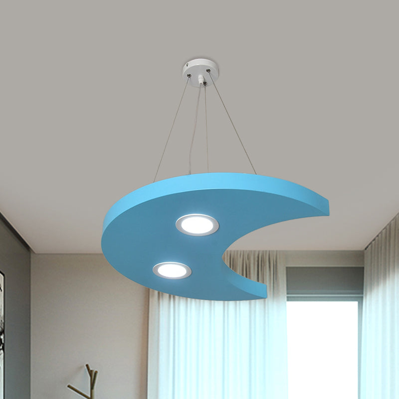 Metal Sun/Star/Moon Ceiling Light Kids Style LED Pendant Chandelier in Yellow/Orange/Blue for Playroom Blue Clearhalo 'Ceiling Lights' 'Chandeliers' Lighting' options 1865877_e198a1fa-77ee-4fac-81b0-d13c9256956f