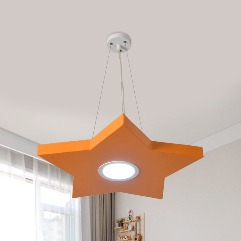 Metal Sun/Star/Moon Ceiling Light Kids Style LED Pendant Chandelier in Yellow/Orange/Blue for Playroom Clearhalo 'Ceiling Lights' 'Chandeliers' Lighting' options 1865886