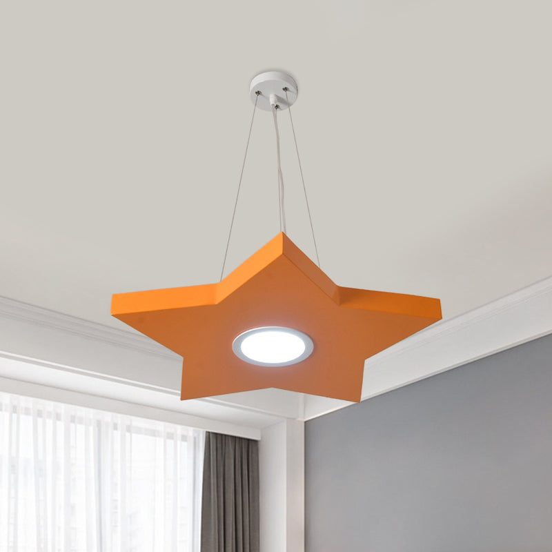 Metal Sun/Star/Moon Ceiling Light Kids Style LED Pendant Chandelier in Yellow/Orange/Blue for Playroom Clearhalo 'Ceiling Lights' 'Chandeliers' Lighting' options 1865887