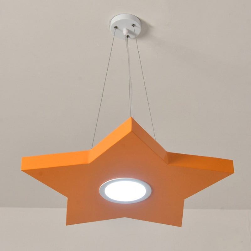 Metal Sun/Star/Moon Ceiling Light Kids Style LED Pendant Chandelier in Yellow/Orange/Blue for Playroom Clearhalo 'Ceiling Lights' 'Chandeliers' Lighting' options 1865888