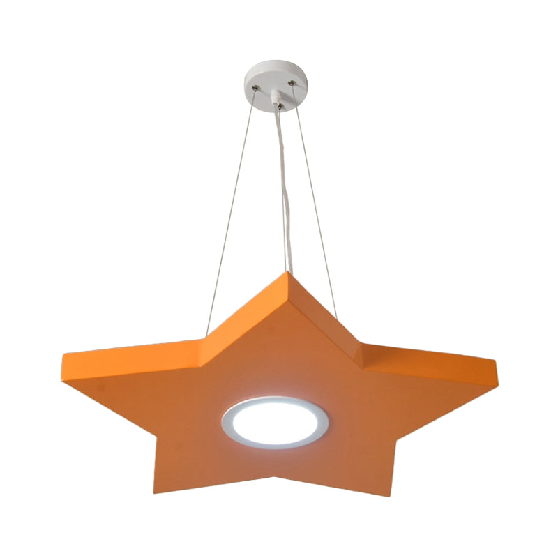 Metal Sun/Star/Moon Ceiling Light Kids Style LED Pendant Chandelier in Yellow/Orange/Blue for Playroom Clearhalo 'Ceiling Lights' 'Chandeliers' Lighting' options 1865889