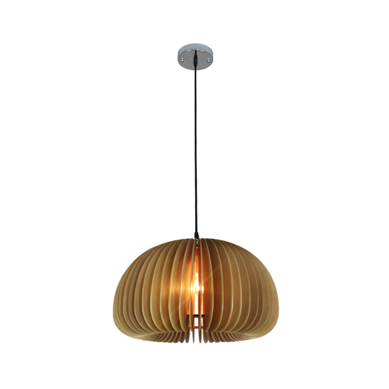 Donut Drawing Room Hanging Pendant Light Wood Single Light Farmhouse Suspension Lighting in Beige Clearhalo 'Ceiling Lights' 'Pendant Lights' 'Pendants' Lighting' 1865917