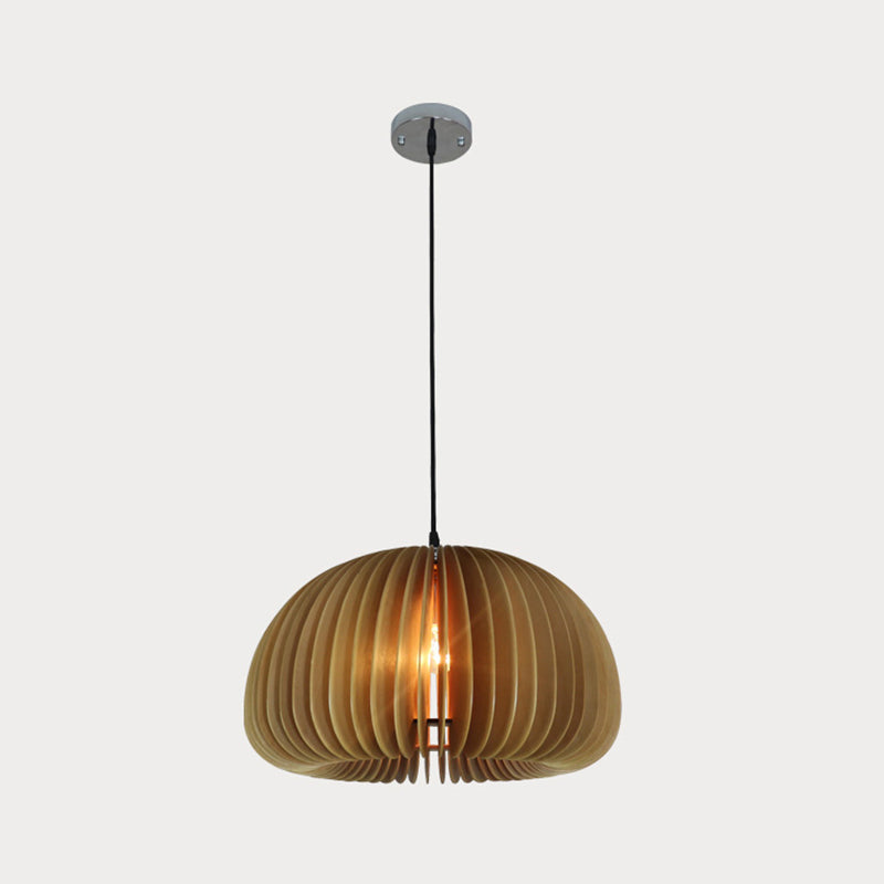 Donut Drawing Room Hanging Pendant Light Wood Single Light Farmhouse Suspension Lighting in Beige Clearhalo 'Ceiling Lights' 'Pendant Lights' 'Pendants' Lighting' 1865918