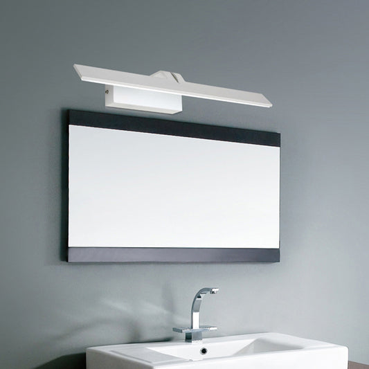 Minimalist Rectangle Wall Mounted Lamp White Metal LED Bathroom Vanity Light Fixture in Warm/White Light White Clearhalo 'Cast Iron' 'Glass' 'Industrial' 'Modern wall lights' 'Modern' 'Tiffany' 'Traditional wall lights' 'Vanity Lights' 'Wall Lights' Lighting' 1865929