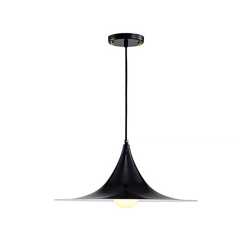 Flared Suspension Light in Nordic Style Metal 1 Light Black/White/Gold Hanging Ceiling Light Clearhalo 'Ceiling Lights' 'Modern Pendants' 'Modern' 'Pendant Lights' 'Pendants' Lighting' 186593