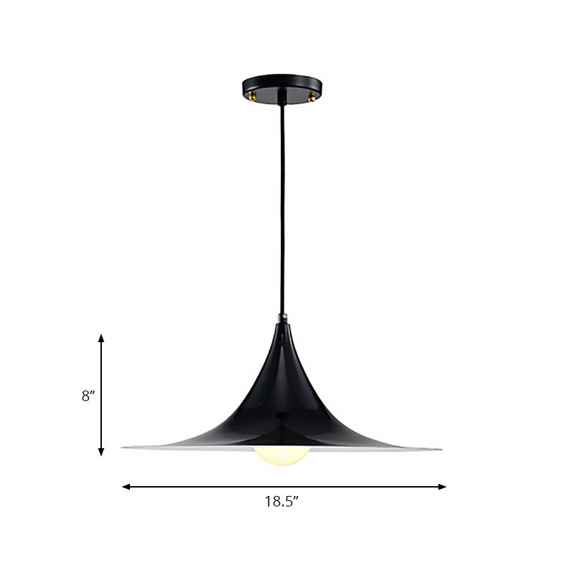 Flared Suspension Light in Nordic Style Metal 1 Light Black/White/Gold Hanging Ceiling Light Clearhalo 'Ceiling Lights' 'Modern Pendants' 'Modern' 'Pendant Lights' 'Pendants' Lighting' 186594