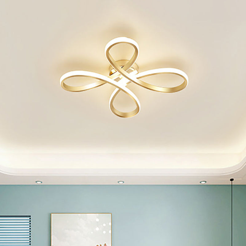 Modernist LED Ceiling Fixture Gold Chinese Knot Flush Mount Lamp with Metallic Shade in Warm/White Light Gold Clearhalo 'Ceiling Lights' 'Close To Ceiling Lights' 'Close to ceiling' 'Flush mount' Lighting' 1865941