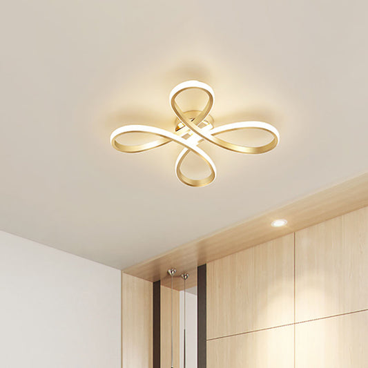 Modernist LED Ceiling Fixture Gold Chinese Knot Flush Mount Lamp with Metallic Shade in Warm/White Light Clearhalo 'Ceiling Lights' 'Close To Ceiling Lights' 'Close to ceiling' 'Flush mount' Lighting' 1865942