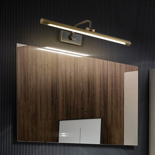 Tube LED Vanity Wall Light Simplicity Metallic Black and Gold Wall Mounted Lamp with Swing Arm Clearhalo 'Cast Iron' 'Glass' 'Industrial' 'Modern wall lights' 'Modern' 'Tiffany' 'Traditional wall lights' 'Vanity Lights' 'Wall Lights' Lighting' 1865958