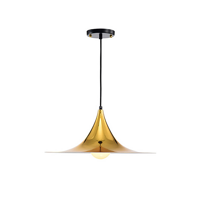 Flared Suspension Light in Nordic Style Metal 1 Light Black/White/Gold Hanging Ceiling Light Clearhalo 'Ceiling Lights' 'Modern Pendants' 'Modern' 'Pendant Lights' 'Pendants' Lighting' 186598