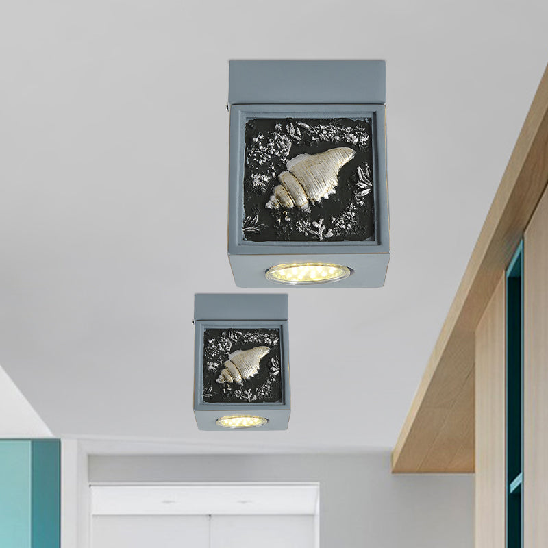 Cubic Corridor Ceiling Fixture Resin 1-Light Kids Flush Mount Lighting with Shell Design in Blue/Light Blue Clearhalo 'Ceiling Lights' 'Close To Ceiling Lights' 'Close to ceiling' 'Flush mount' Lighting' 1865990