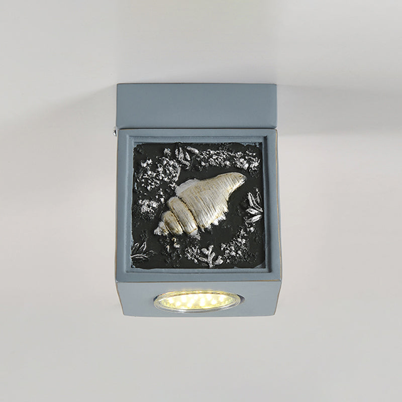 Cubic Corridor Ceiling Fixture Resin 1-Light Kids Flush Mount Lighting with Shell Design in Blue/Light Blue Clearhalo 'Ceiling Lights' 'Close To Ceiling Lights' 'Close to ceiling' 'Flush mount' Lighting' 1865992