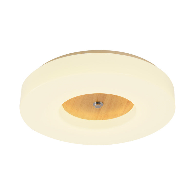 14"/17"/19" W LED Bedroom Flush Mount Modernism White Ceiling Lamp with Hollow Drum Acrylic Shade in Warm/White/Natural Light Clearhalo 'Ceiling Lights' 'Close To Ceiling Lights' 'Close to ceiling' 'Flush mount' Lighting' 1865999