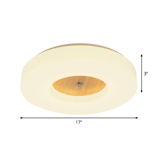 14"/17"/19" W LED Bedroom Flush Mount Modernism White Ceiling Lamp with Hollow Drum Acrylic Shade in Warm/White/Natural Light Clearhalo 'Ceiling Lights' 'Close To Ceiling Lights' 'Close to ceiling' 'Flush mount' Lighting' 1866001