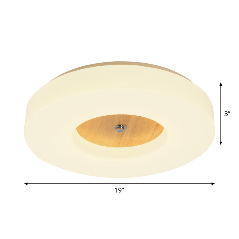 14"/17"/19" W LED Bedroom Flush Mount Modernism White Ceiling Lamp with Hollow Drum Acrylic Shade in Warm/White/Natural Light Clearhalo 'Ceiling Lights' 'Close To Ceiling Lights' 'Close to ceiling' 'Flush mount' Lighting' 1866002