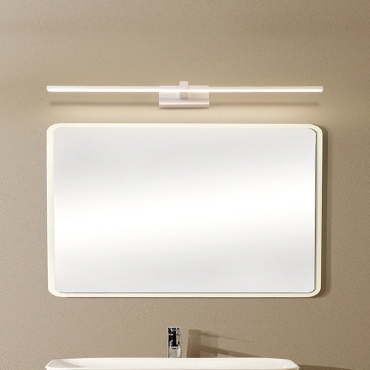 White Linear Vanity Wall Light Fixture Modern LED Metallic Surface Wall Sconce in Warm/White Light Clearhalo 'Cast Iron' 'Glass' 'Industrial' 'Modern wall lights' 'Modern' 'Tiffany' 'Traditional wall lights' 'Vanity Lights' 'Wall Lights' Lighting' 1866050