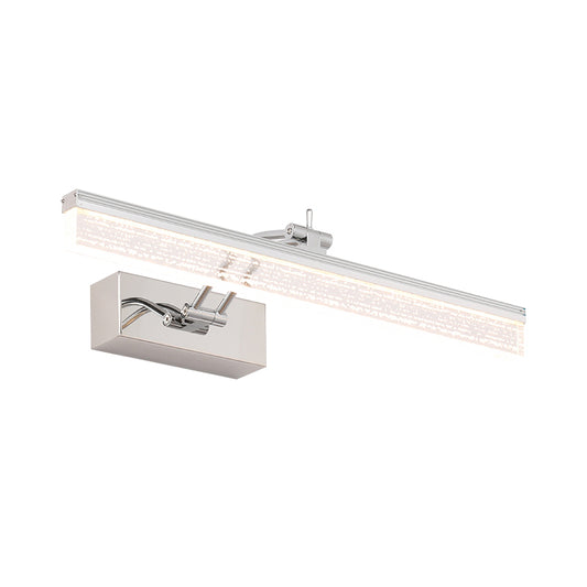 16"/23.5" L LED Bathroom Wall Vanity Light Modernism Silver Wall Sconce Lighting with Rectangle Acrylic Shade in Warm/White Light Clearhalo 'Modern wall lights' 'Modern' 'Vanity Lights' 'Wall Lights' Lighting' 1866054