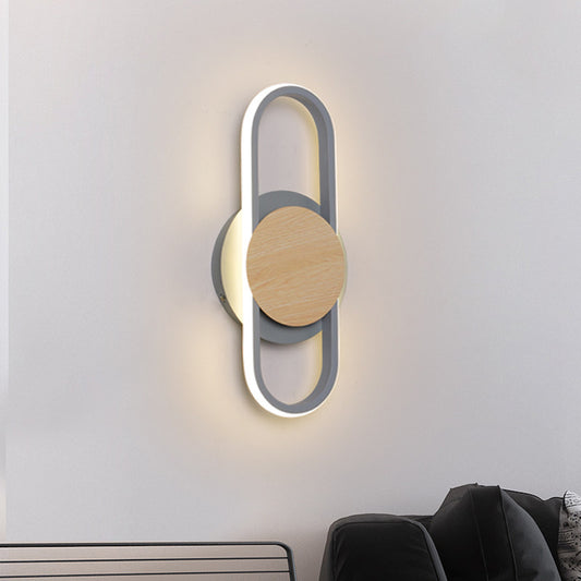 Grey Oval and Round Wall Mount Light Contemporary LED Metal Wall Sconce Lighting for Bedside Grey Clearhalo 'Cast Iron' 'Glass' 'Industrial' 'Modern wall lights' 'Modern' 'Tiffany' 'Traditional wall lights' 'Wall Lamps & Sconces' 'Wall Lights' Lighting' 1866082