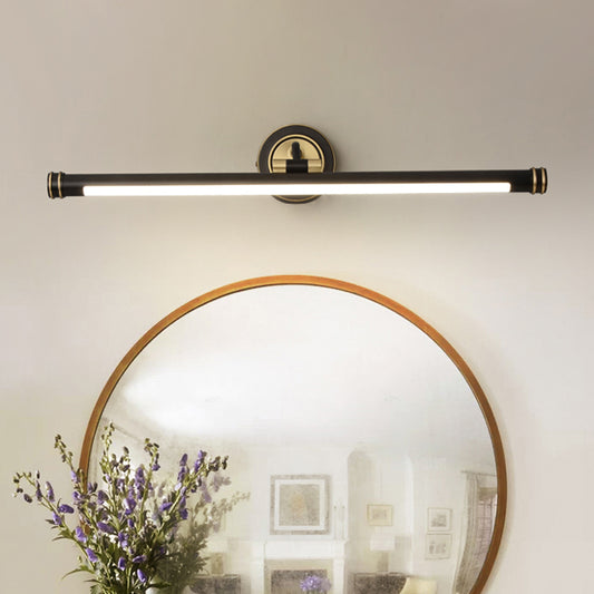 Black/Brass Tubular Wall Sconce Lighting Contemporary LED Metal Vanity Light Fixture with Adjustable Arm Black Clearhalo 'Cast Iron' 'Glass' 'Industrial' 'Modern wall lights' 'Modern' 'Tiffany' 'Traditional wall lights' 'Vanity Lights' 'Wall Lights' Lighting' 1866090