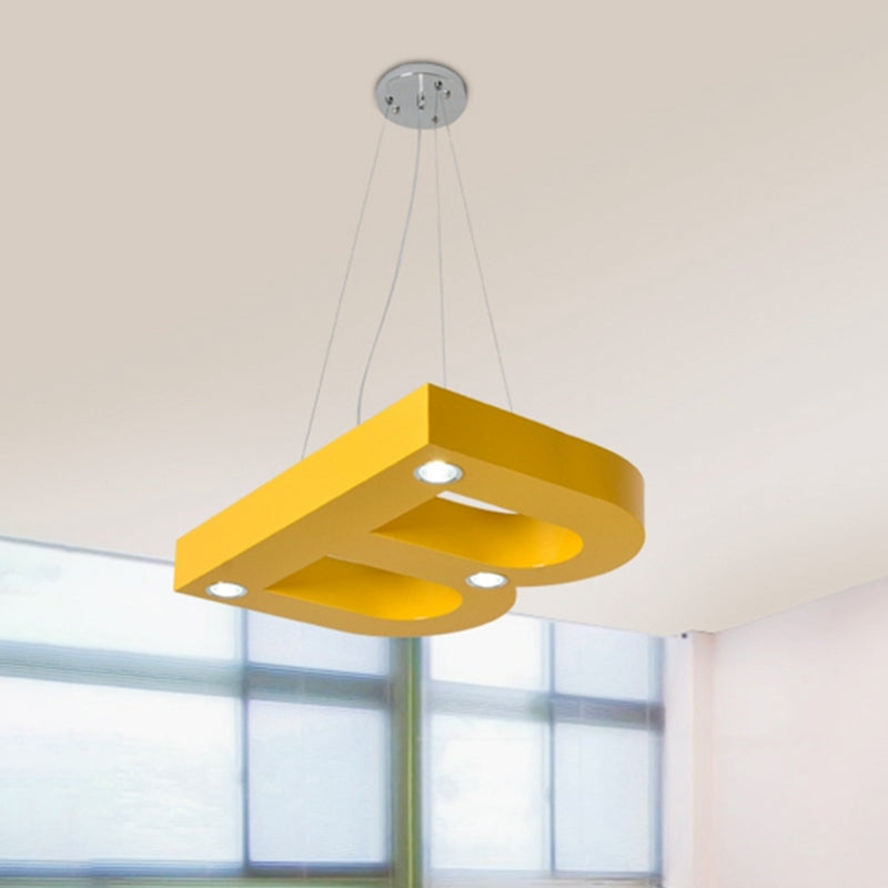 A/B/C-Shape Acrylic Ceiling Hang Fixture Macaroon Red/Yellow/Green LED Chandelier Light for Baby Room Clearhalo 'Ceiling Lights' 'Chandeliers' Lighting' options 1866111