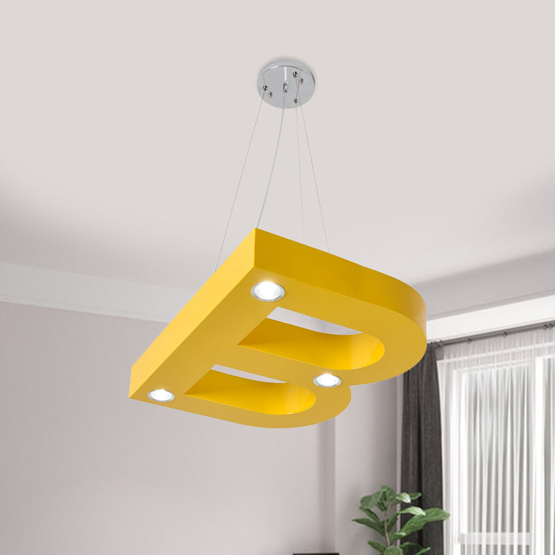 A/B/C-Shape Acrylic Ceiling Hang Fixture Macaroon Red/Yellow/Green LED Chandelier Light for Baby Room Clearhalo 'Ceiling Lights' 'Chandeliers' Lighting' options 1866112