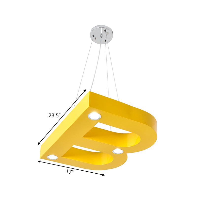 A/B/C-Shape Acrylic Ceiling Hang Fixture Macaroon Red/Yellow/Green LED Chandelier Light for Baby Room Clearhalo 'Ceiling Lights' 'Chandeliers' Lighting' options 1866114