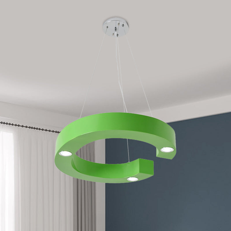 A/B/C-Shape Acrylic Ceiling Hang Fixture Macaroon Red/Yellow/Green LED Chandelier Light for Baby Room Clearhalo 'Ceiling Lights' 'Chandeliers' Lighting' options 1866115