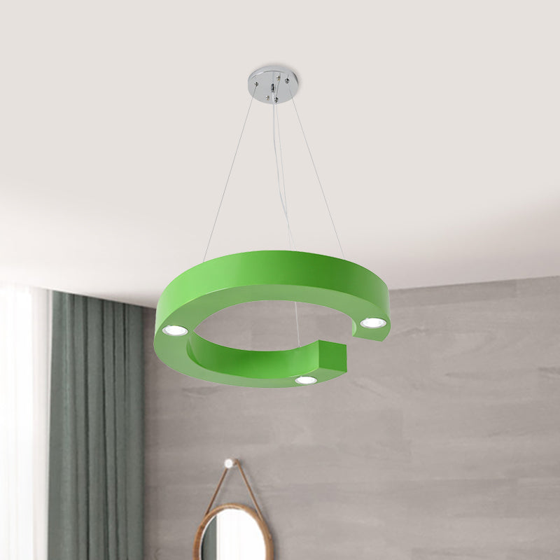 A/B/C-Shape Acrylic Ceiling Hang Fixture Macaroon Red/Yellow/Green LED Chandelier Light for Baby Room Clearhalo 'Ceiling Lights' 'Chandeliers' Lighting' options 1866117