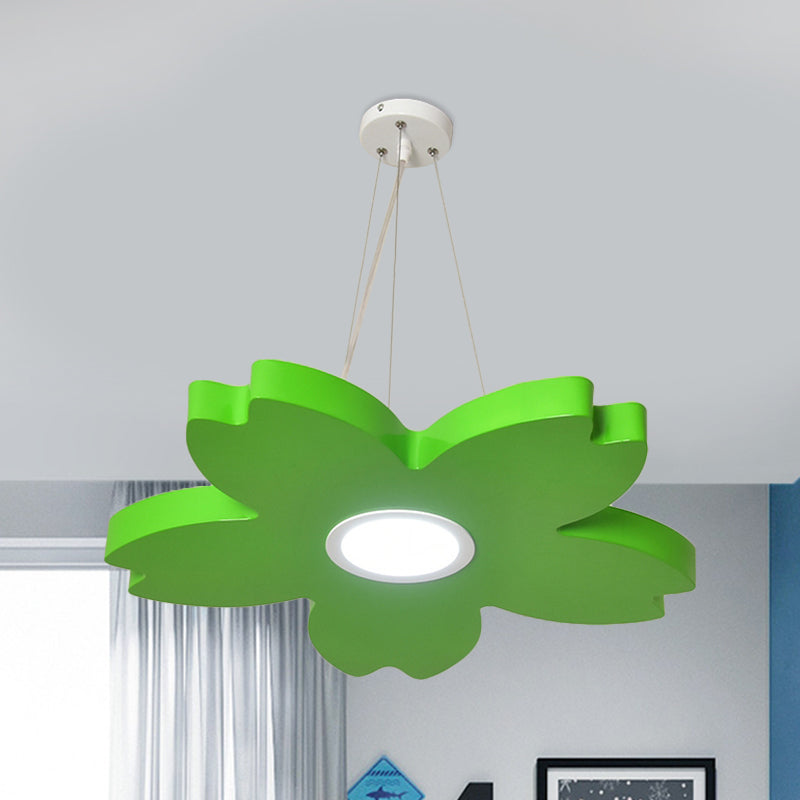 Red/Yellow/Blue Flower Chandelier Lamp Contemporary LED Metallic Ceiling Hang Fixture for Playing Room Green Clearhalo 'Ceiling Lights' 'Chandeliers' Lighting' options 1866177_979d7958-3ae8-4971-9f1e-b69358532f2f