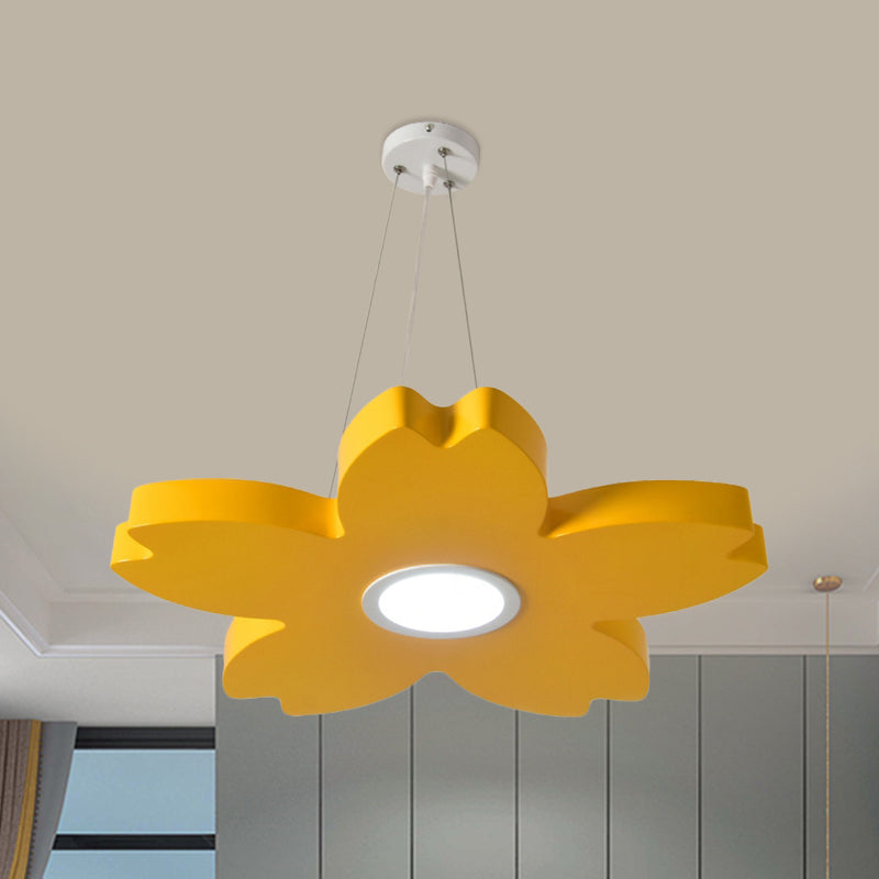 Red/Yellow/Blue Flower Chandelier Lamp Contemporary LED Metallic Ceiling Hang Fixture for Playing Room Clearhalo 'Ceiling Lights' 'Chandeliers' Lighting' options 1866181