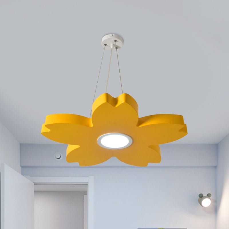 Red/Yellow/Blue Flower Chandelier Lamp Contemporary LED Metallic Ceiling Hang Fixture for Playing Room Clearhalo 'Ceiling Lights' 'Chandeliers' Lighting' options 1866182