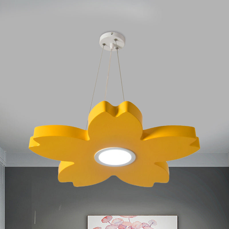 Red/Yellow/Blue Flower Chandelier Lamp Contemporary LED Metallic Ceiling Hang Fixture for Playing Room Clearhalo 'Ceiling Lights' 'Chandeliers' Lighting' options 1866183