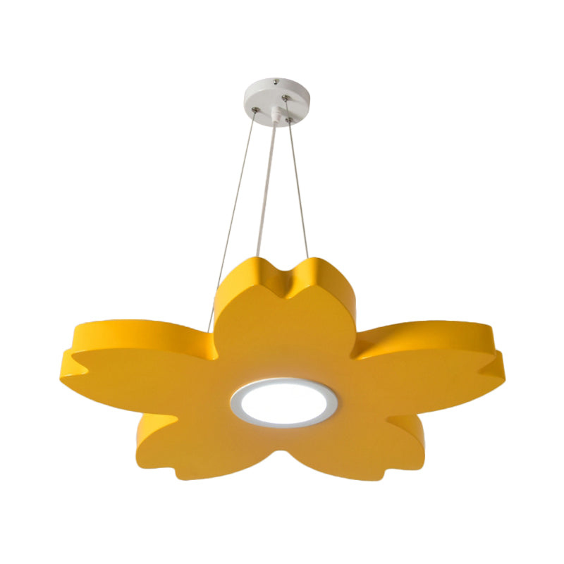 Red/Yellow/Blue Flower Chandelier Lamp Contemporary LED Metallic Ceiling Hang Fixture for Playing Room Clearhalo 'Ceiling Lights' 'Chandeliers' Lighting' options 1866184