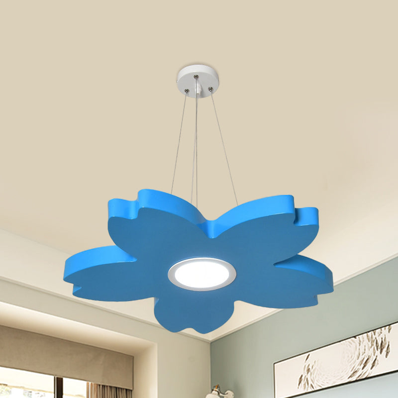 Red/Yellow/Blue Flower Chandelier Lamp Contemporary LED Metallic Ceiling Hang Fixture for Playing Room Clearhalo 'Ceiling Lights' 'Chandeliers' Lighting' options 1866185