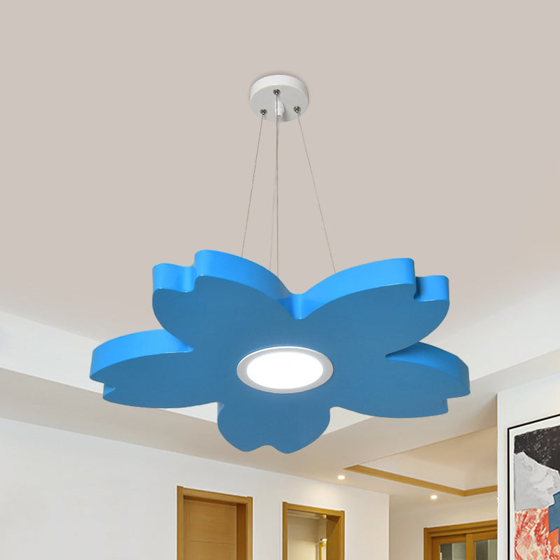 Red/Yellow/Blue Flower Chandelier Lamp Contemporary LED Metallic Ceiling Hang Fixture for Playing Room Clearhalo 'Ceiling Lights' 'Chandeliers' Lighting' options 1866187