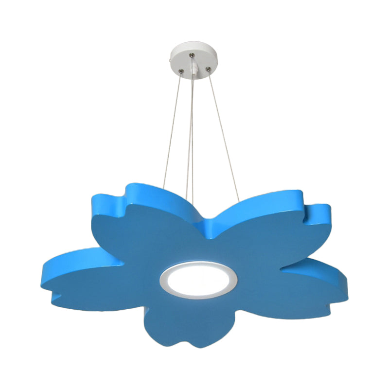 Red/Yellow/Blue Flower Chandelier Lamp Contemporary LED Metallic Ceiling Hang Fixture for Playing Room Clearhalo 'Ceiling Lights' 'Chandeliers' Lighting' options 1866188