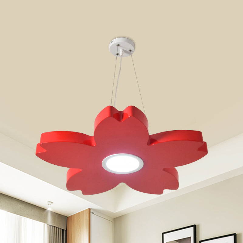 Red/Yellow/Blue Flower Chandelier Lamp Contemporary LED Metallic Ceiling Hang Fixture for Playing Room Clearhalo 'Ceiling Lights' 'Chandeliers' Lighting' options 1866189