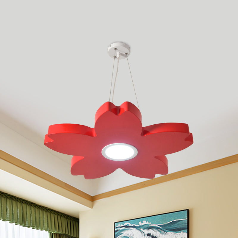 Red/Yellow/Blue Flower Chandelier Lamp Contemporary LED Metallic Ceiling Hang Fixture for Playing Room Clearhalo 'Ceiling Lights' 'Chandeliers' Lighting' options 1866190