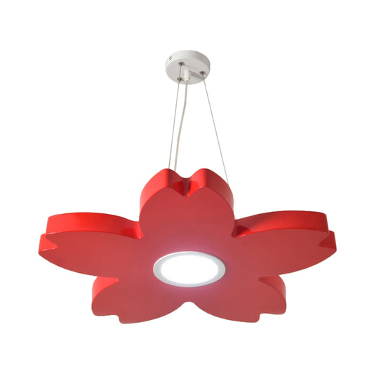 Red/Yellow/Blue Flower Chandelier Lamp Contemporary LED Metallic Ceiling Hang Fixture for Playing Room Clearhalo 'Ceiling Lights' 'Chandeliers' Lighting' options 1866191