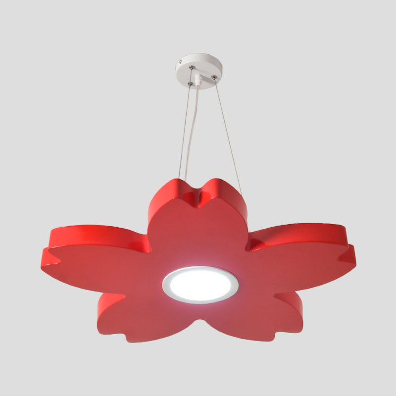 Red/Yellow/Blue Flower Chandelier Lamp Contemporary LED Metallic Ceiling Hang Fixture for Playing Room Clearhalo 'Ceiling Lights' 'Chandeliers' Lighting' options 1866192