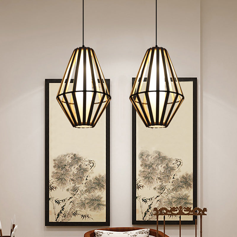 Bamboo Cone Lantern Ceiling Lamp Asian Style 1 Bulb Wood Suspension Pendant Light, 11"/14" Width Wood Clearhalo 'Ceiling Lights' 'Pendant Lights' 'Pendants' Lighting' 1866206_98009301-36c5-4689-b0f0-59e0d75e7e26