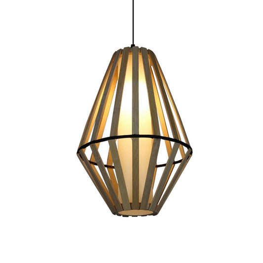 Bamboo Cone Lantern Ceiling Lamp Asian Style 1 Bulb Wood Suspension Pendant Light, 11"/14" Width Clearhalo 'Ceiling Lights' 'Pendant Lights' 'Pendants' Lighting' 1866208