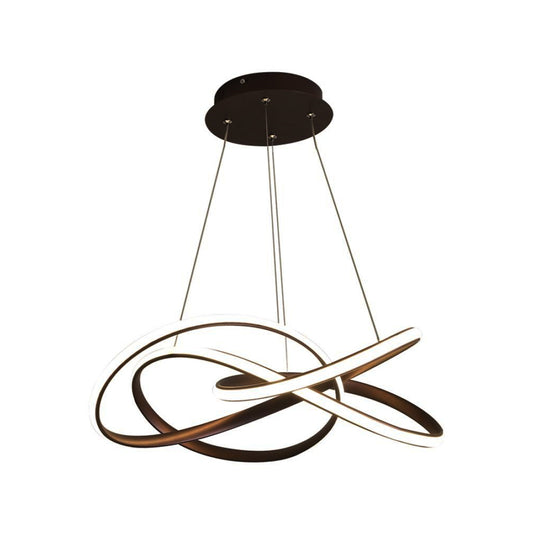 Twisting Round Kitchen Chandelier Lamp Metallic LED Modern Pendant Lamp Fixture in Gold/Coffee, Warm/White Light Clearhalo 'Ceiling Lights' 'Chandeliers' 'Modern Chandeliers' 'Modern' Lighting' 1866251