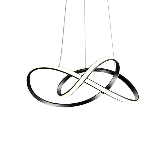 Knotting Ceiling Chandelier Minimalist Metallic LED Restaurant Drop Pendant in Black Clearhalo 'Ceiling Lights' 'Chandeliers' 'Modern Chandeliers' 'Modern' Lighting' 1866255